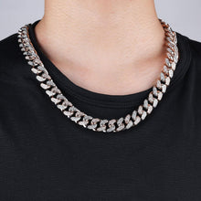 Charger l&#39;image dans la galerie, YOSZO 14mm 18K Gold Plated Prong Setting Iced Out Miami Cuban Link Chain Choker Necklace for Men and Women Hip Hop(14mm White Gold, 18)