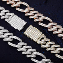 Laden Sie das Bild in den Galerie-Viewer, YOSZO Figaro Chain for Men Miami Link Chain 18mm 6 Times 14K Gold Plated Iced out Flooded Box Clasp Heavy Necklace for Men and Women Novelty Jewelry Collection