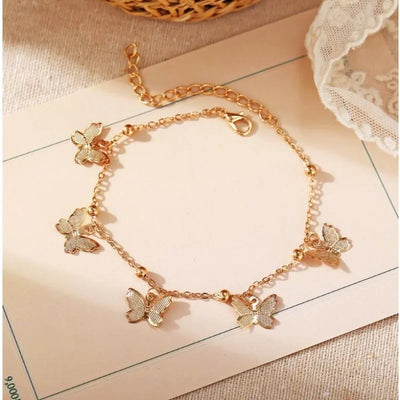 Bohemian Gold Silver Color Butterfly Fashion Anklets for Women Summer Beach Ankle Bracelet Foot Chain Jewelry