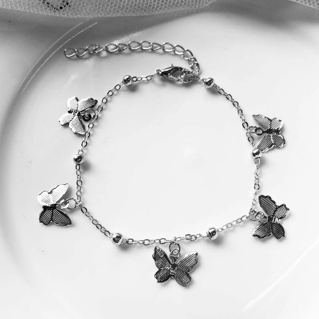 Bohemian Gold Silver Color Butterfly Fashion Anklets for Women Summer Beach Ankle Bracelet Foot Chain Jewelry