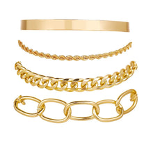 Load image into Gallery viewer, Bohemian Metal Chain Bracelet Set For Women Geometric Gold Color Thick Link Chain Open Bangle Female Fashion Jewelry