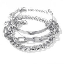 Load image into Gallery viewer, Bohemian Metal Chain Bracelet Set For Women Geometric Gold Color Thick Link Chain Open Bangle Female Fashion Jewelry
