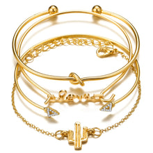 Load image into Gallery viewer, Bohemian Metal Chain Bracelet Set For Women Geometric Gold Color Thick Link Chain Open Bangle Female Fashion Jewelry