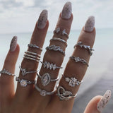 Bohemian Vintage Irregularly Ring Set for Women Gold Color Boho Butterfly Snake Heart Geometric Rings Retro Fashion Jewelry Gift