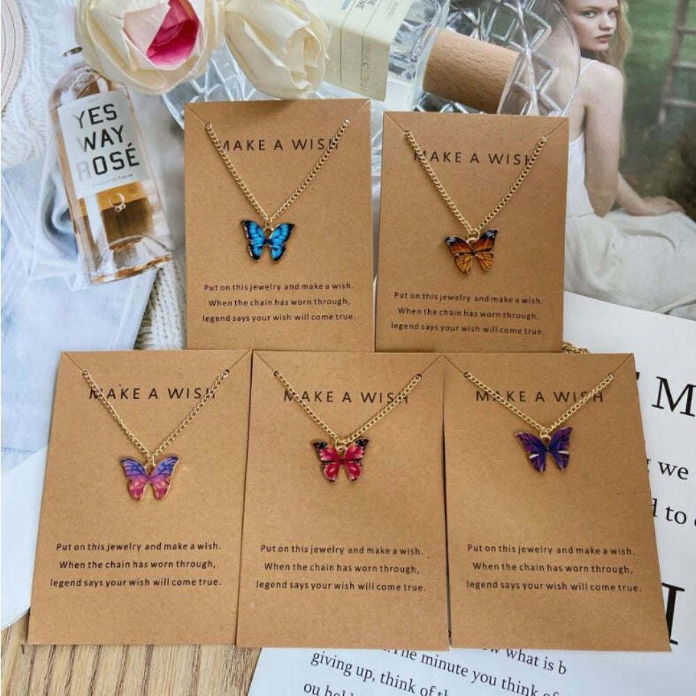 Cute Butterfly Pendant Necklace For Women Simple Ins Clavicle Chain Item Jewelry Korean Fashion Necklace Jewelry Gifts