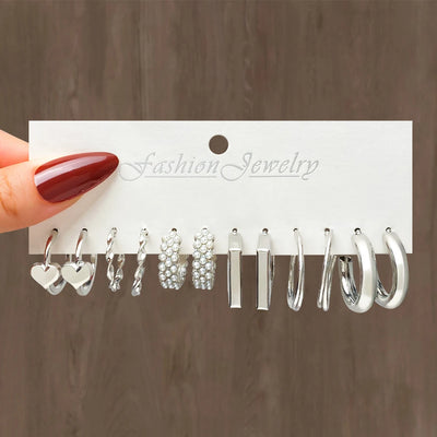 Fashion Metal Earrings Set For Women Geometric Dangle Drop Earrings Circle Hoop Tassel Earrings Trend Jewelry Gift