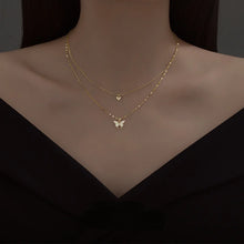 Carregar imagem no visualizador da galeria, European and American Fashion New Double Butterfly Layer Clavicle Chain Wholesale Women And Jewelry Anuet Party GIfts