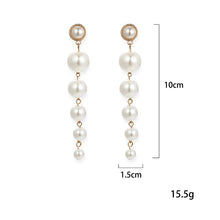 Carica l&#39;immagine nel visualizzatore di Gallery, Exquisite Simulated Pearl Stud Earrings Fashion Long Statement Earrings for Womenn Party Wedding Female Jewelry Gift