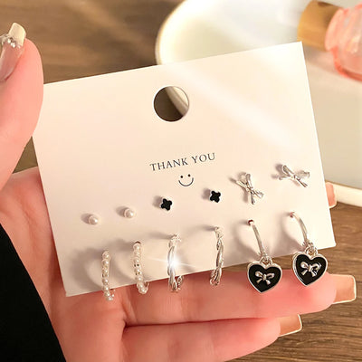 Korean Fashion Metal Love Heart Circle Drop Small Earrings for Women Trend Pendant Piercing Earrings Set Jewelry 2022