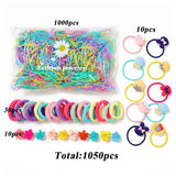 Fashion 100/1000Pcs Colorful Hair Bands Cute Girls Women Elastic Rubber Band Scrunchies Ponytail Holder Gum Hair Accessories
