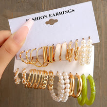 Carregar imagem no visualizador da galeria, Fashion Geometry Women&#39;s Earring Set Metal Gold Color Exaggerated Long Tassels Big Circle Pearl Dangle Earring Party Jewelry