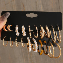 Carregar imagem no visualizador da galeria, Fashion Geometry Women&#39;s Earring Set Metal Gold Color Exaggerated Long Tassels Big Circle Pearl Dangle Earring Party Jewelry