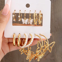 Carregar imagem no visualizador da galeria, Fashion Geometry Women&#39;s Earring Set Metal Gold Color Exaggerated Long Tassels Big Circle Pearl Dangle Earring Party Jewelry