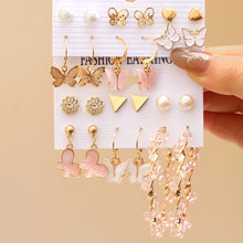 Carregar imagem no visualizador da galeria, Fashion Geometry Women&#39;s Earring Set Metal Gold Color Exaggerated Long Tassels Big Circle Pearl Dangle Earring Party Jewelry