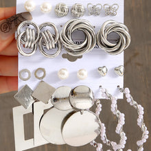 Carregar imagem no visualizador da galeria, Fashion Geometry Women&#39;s Earring Set Metal Gold Color Exaggerated Long Tassels Big Circle Pearl Dangle Earring Party Jewelry