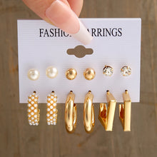 Carregar imagem no visualizador da galeria, Fashion Geometry Women&#39;s Earring Set Metal Gold Color Exaggerated Long Tassels Big Circle Pearl Dangle Earring Party Jewelry