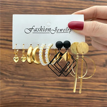 Carregar imagem no visualizador da galeria, Fashion Geometry Women&#39;s Earring Set Metal Gold Color Exaggerated Long Tassels Big Circle Pearl Dangle Earring Party Jewelry