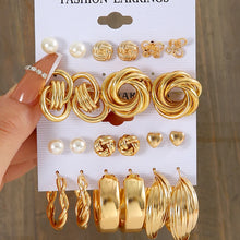 Carregar imagem no visualizador da galeria, Fashion Geometry Women&#39;s Earring Set Metal Gold Color Exaggerated Long Tassels Big Circle Pearl Dangle Earring Party Jewelry