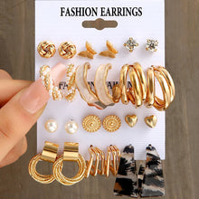 Carregar imagem no visualizador da galeria, Fashion Geometry Women&#39;s Earring Set Metal Gold Color Exaggerated Long Tassels Big Circle Pearl Dangle Earring Party Jewelry