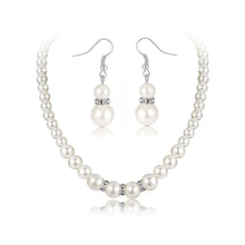 Charger l&#39;image dans la galerie, Fashion Woman Bride Wedding Pearl Jewelry Set for Women Rhinestone Faux Pearl Necklace Bracelet Earring Wedding Party Jewelry