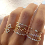 Geometric Heart Star Rings Set for Women Vintage Pearl Butterfly Boho Gold Color Open Finger Ring Fashion Trendy Jewelry Gifts