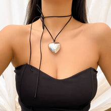 Load image into Gallery viewer, Gold Color Big Love Heart Pendant Choker Necklace For Women Girls Elegant Bowknot Adjustable Chain Sweet Cool Party Jewelry
