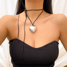 Load image into Gallery viewer, Gold Color Big Love Heart Pendant Choker Necklace For Women Girls Elegant Bowknot Adjustable Chain Sweet Cool Party Jewelry