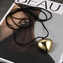 Load image into Gallery viewer, Gold Color Big Love Heart Pendant Choker Necklace For Women Girls Elegant Bowknot Adjustable Chain Sweet Cool Party Jewelry