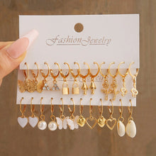 Load image into Gallery viewer, Gold Color Butterfly Love Hoop Earrings Set New Creative Simple Heart Hollow Dangle Earring for Women Fashion Trendy Jewelry