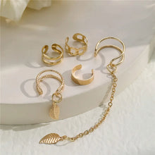 Load image into Gallery viewer, Gold Color Leaves Clip Earrings for Women Creative Simple C Butterfly Ear Cuff Non-Piercing Ear Clips Set Trendy Jewelry