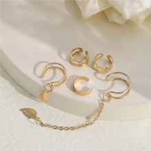 Load image into Gallery viewer, Gold Color Leaves Clip Earrings for Women Creative Simple C Butterfly Ear Cuff Non-Piercing Ear Clips Set Trendy Jewelry
