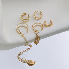 Load image into Gallery viewer, Gold Color Leaves Clip Earrings for Women Creative Simple C Butterfly Ear Cuff Non-Piercing Ear Clips Set Trendy Jewelry
