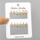 Gold Color Vintage Circle Hoop Earrings for Women Girls Simple Fashion Geometric Drop Earring Set New Trendy Jewelry Party Gifts