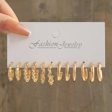 Load image into Gallery viewer, Heart Pearl Dangle Earrings Set Metal Gold Color Butterfly Locks Earrings for Women Shell Trendy Jewelry Hoop Earrings