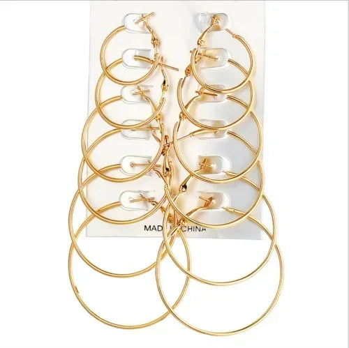 Hoop Earrings Gold Silver Color Small Big Circle Earring Set for Women Simple Punk Ear Clip