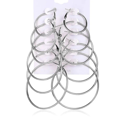 Hoop Earrings Gold Silver Color Small Big Circle Earring Set for Women Simple Punk Ear Clip