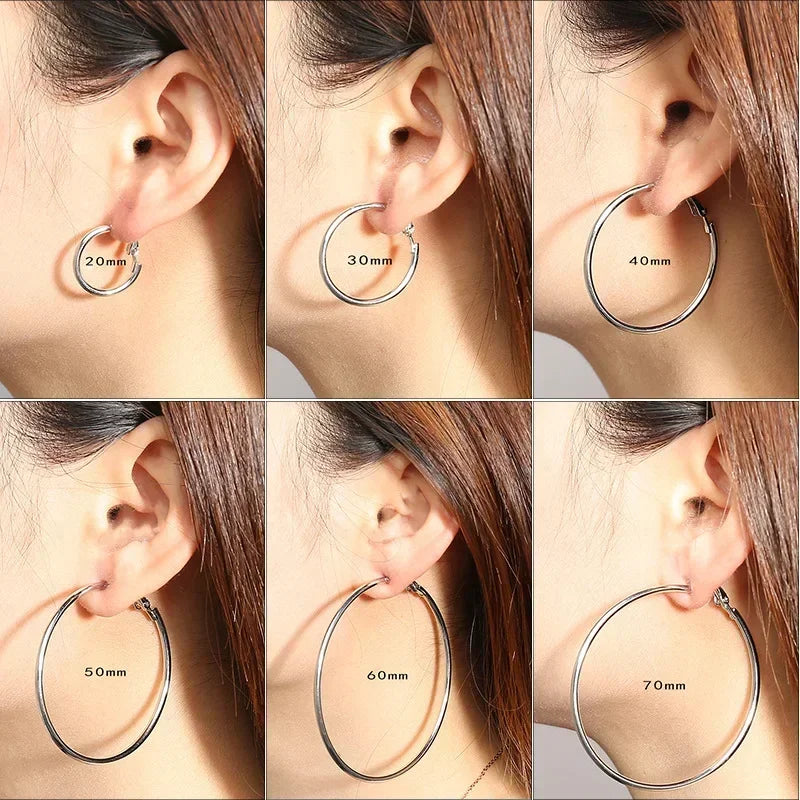 Hoop Earrings Gold Silver Color Small Big Circle Earring Set for Women Simple Punk Ear Clip