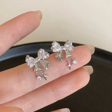Load image into Gallery viewer, Korean Bowknot Zircon Stud Earrings for Women Trendy Cute Pink Crystal Earrings  Girl Party Jewelry Gifts