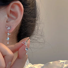 Laden Sie das Bild in den Galerie-Viewer, Korean Elegant Cute Rhinestone Butterfly Stud Earrings For Women Fashion Moonstone Tassel Earrings Luxury Elegant Jewelry Gifts
