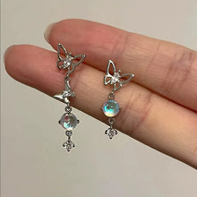 Laden Sie das Bild in den Galerie-Viewer, Korean Elegant Cute Rhinestone Butterfly Stud Earrings For Women Fashion Moonstone Tassel Earrings Luxury Elegant Jewelry Gifts
