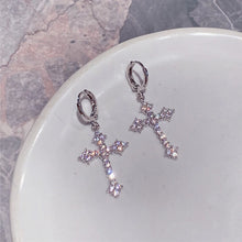 Load image into Gallery viewer, Korean Fashion Zircon Crystal Cross Women Drop Earrings for Gothic Punk Hip Hop Female Piercing Dangle Earrings Party Jewelry