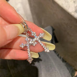 Korean Fashion Zircon Crystal Cross Women Drop Earrings for Gothic Punk Hip Hop Female Piercing Dangle Earrings Party Jewelry
