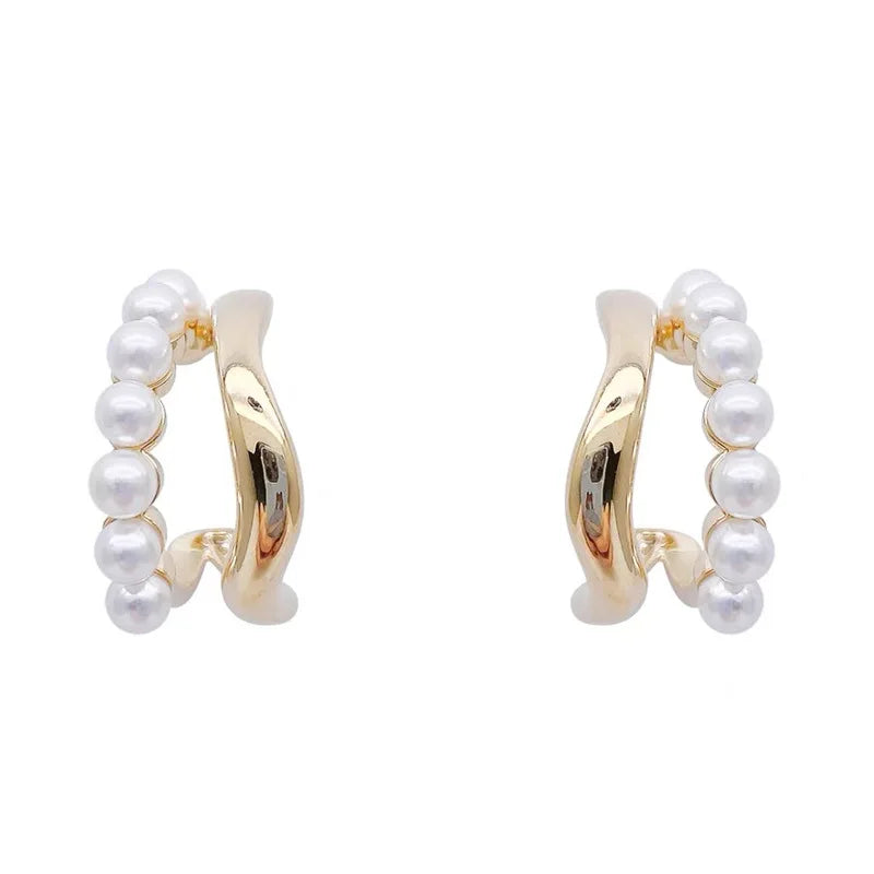 Light Luxury Pearl Hoop Earrings for Women Korean Trendy High-end Spring Earrings Fashion Jewelry Gift