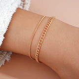 2Pcs Gold Color Bracelet Set Boho Retro Thick Twist Cuban Chain Bracelet for Women Quality Jewelry Gifts