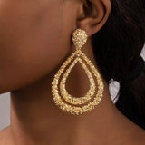 Metal Dot Texture Water Drop Dangle Earrings for Women's New Classic Retro Design Jewelry Party Accessories