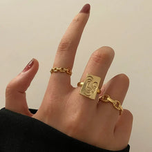 Load image into Gallery viewer, 10 pcs/set Bohemian Ring Set Gold Silver Color Wide Rings For Women Girls Simple Chain Finger Tail Rings