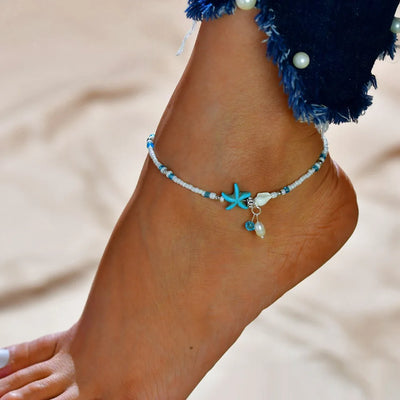 Anklet Beads Starfish Anklets For Women Fashion Vintage Handmade Sandal Statement Bracelet Foot Boho Jewelry
