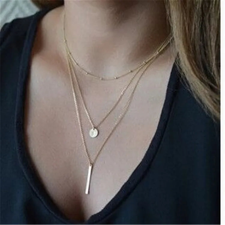 Multilayer Necklaces & Pendants For Women Gold Color Long Chains Choker Female Pendant Necklace Fashion Jewelry Collier Femme