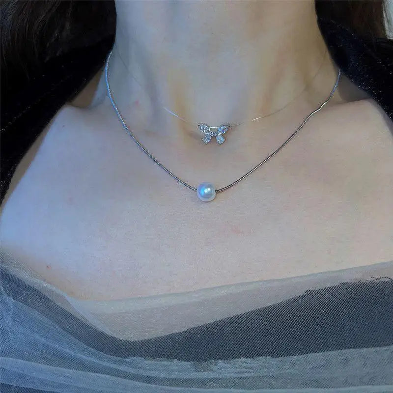 New Beads Women's Neck Chain Kpop Pearl Choker Necklace Gold Color Goth Chocker Jewelry On The Neck Pendant