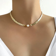 Load image into Gallery viewer, New Beads Women&#39;s Neck Chain Kpop Pearl Choker Necklace Gold Color Goth Chocker Jewelry On The Neck Pendant
